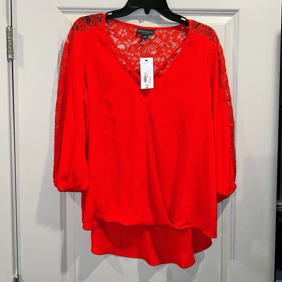 Bold Elements Cut to Curve Red Blouse - Large - NWT - Picture 1 of 8